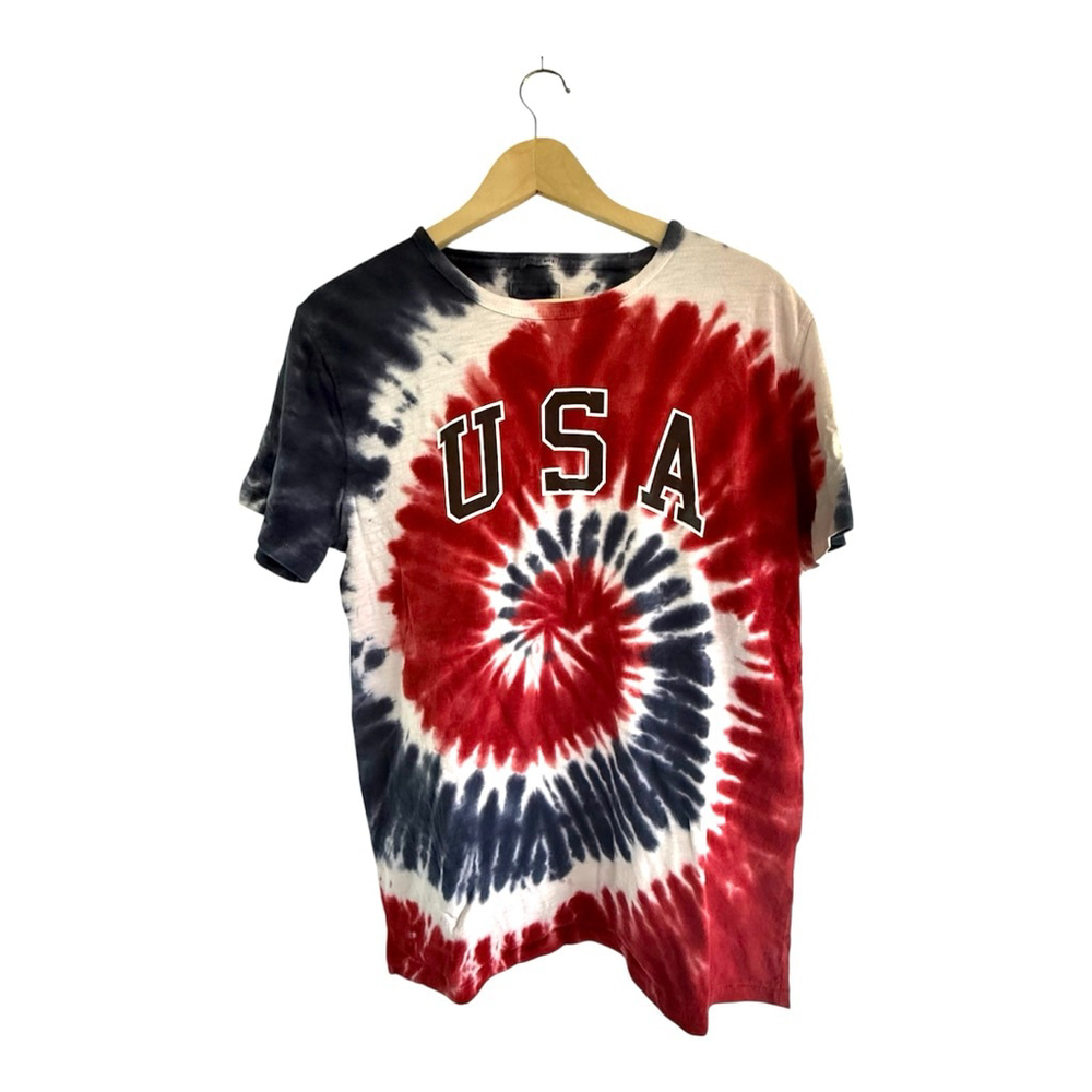 Abercrombie & Fitch USA Tie-Dye T-Shirt | Red White Blue | Size M